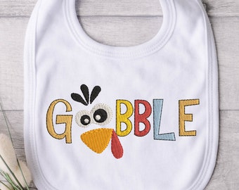 Gobble Broderidesign - Kalkonbroderidesign - Thanksgiving-broderi - Höstbroderi - Direktnedladdning - 3 storlekar