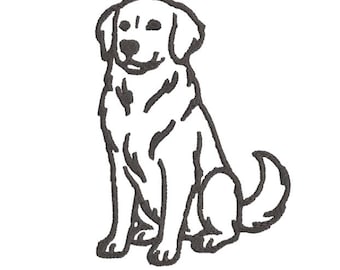 Diseño de bordado de Golden Retriever. Bordado de contorno de Golden Retriever. Bordado a máquina de perro. Archivo digital.