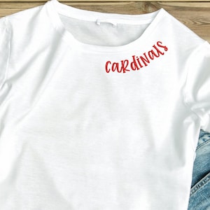 Cardinals Collar Embroidery Design - Team Cardinals Embroidery - Embroidery Font - Machine Embroidery Design - Cursive Curved Wording