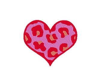 Leopard Heart Embroidery Pink and Red Leopard Heart Embroidery Design. Cheetah Embroidery Design File Leopard Print Embroidery