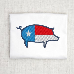 Pig Embroidery Design, Patriotic Pig design file for Machine Embroidery