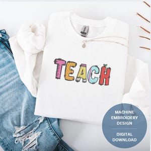 teacher embroidery design teach machine embroidery for teacher gift or back to school teacher appreciation digital embroidery file