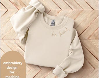 Be Kind Embroidery Design Be Kind Collar Embroidery Curved Text Neckline Machine Embroidery Curved Text Machine Embroidery design File