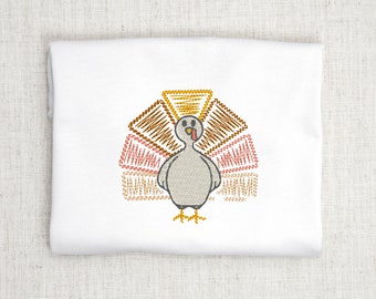 Fichier de conception de broderie machine de conception de broderie de gribouillis de dinde pour Thanksgiving et l’automne