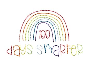 100th Day of School embroidery design file, 100 days smarter, school embroidery, machine embroidery, back to school, fall embroidery design