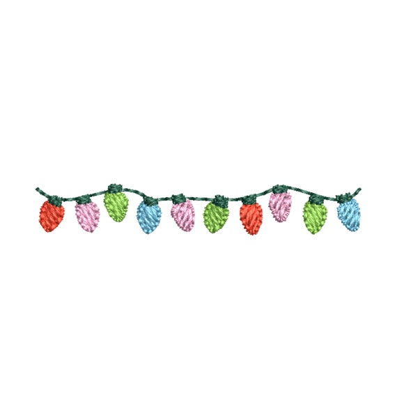 Christmas Lights Embroidery Design String Lights Embroidery Etsy