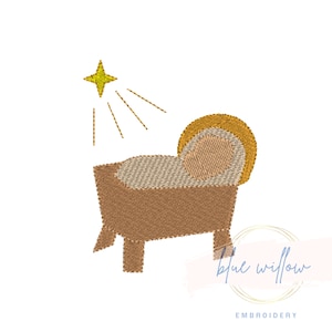 Baby Jesus Embroidery Design - Manger Embroidery - Nativity - Christmas Machine Embroidery Design