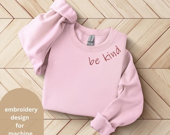Be Kind Collar Embroidery Design File Machine Embroidery for Neckline Collar Be Kind Saying Instant Download Digital Embroidery Pattern