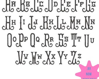 Tuscan Monogram Embroidery Font, Machine Embroidery Design, 3 Sizes (BX font included)