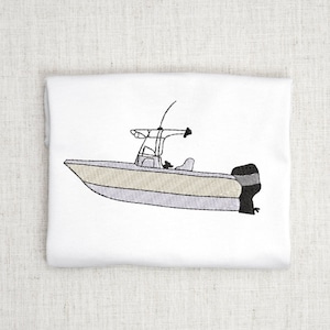 Fishing Boat Embroidery Design, Ocean Boat Embroidery, Center Console Embroidery, Fish Embroidery, Boat Machine Embroidery Design