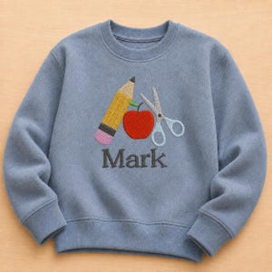 Back to school Embroidery Design File for Machine Embroidery, Personalize with your own name