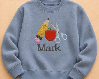 Back to school Embroidery Design File for Machine Embroidery, Personalize with your own name