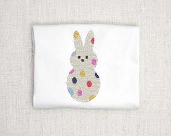 Peeps Embroidery Design, Bunny Embroidery, Polka Dot Bunny, Easter Embroidery, Spring Embroidery, Machine Embroidery Design File