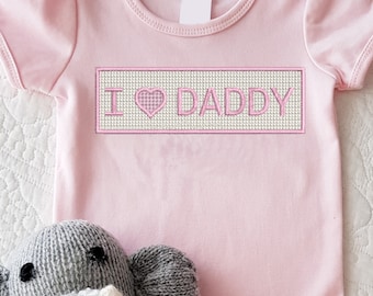 I heart Daddy Machine Embroidery File, Embroidery Design for Father&#39;s Day, I love Daddy embroidery Design File for Instant Download