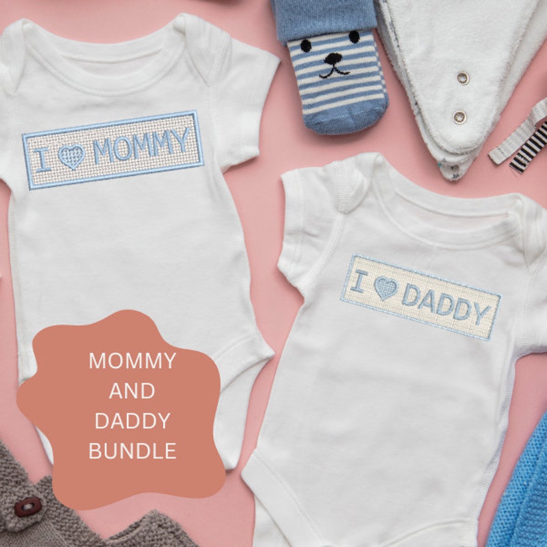 I Heart Mommy, I Heart Daddy Embroidery Design, Mother's Day, Father's ...