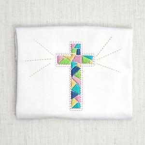 Desenho de bordado de cruz de vitral Bordado de cruz de Páscoa Bordado à máquina Bordado à máquina cristão Arquivo de bordado religioso Bordado