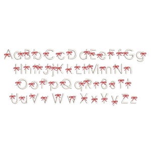 Bow Embroidery Font Machine Embroidery Design File for Instant Download Monogram Font Ribbon embroidery Font Valentine Embroidery Font