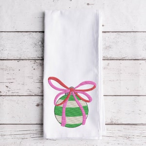 Christmas Ornament Embroidery Design, Christmas Embroidery, Striped Ornament, Ornament with Ribbon, Machine Embroidery