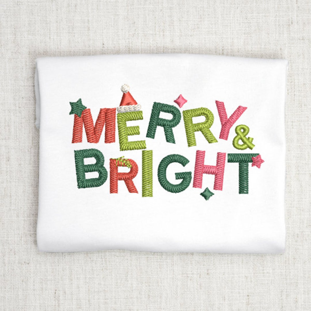 Merry And Bright Embroidery Design, Christmas Embroidery, Machine ...