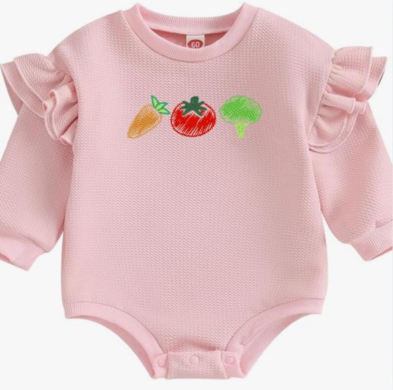 ガーデン刺繍デザイン、トマト刺繍、ブロッコリー刺繍、ニンジン刺繍、夏の野菜機械刺繍デザインファイル 画像 6