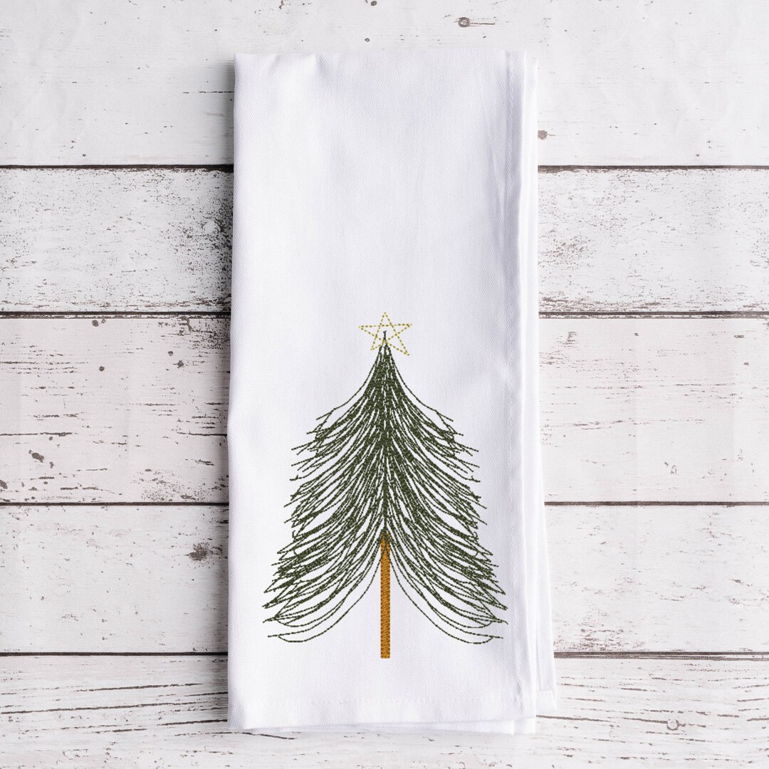 Vintage Christmas Tree Embroidery Design, Farmhouse Embroidery, Rustic