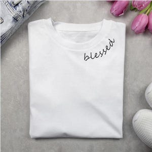 Blessed Embroidery Design Collar Embroidery for Neckline Digital Embroidery Curved Font Machine Embroidery Design File Instant Download