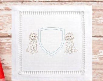 Goldendoodle Embroidery Design Doodle Dog Crest Monogram Frame Digital Machine Embroidery File Instant Download Pet Embroidery File