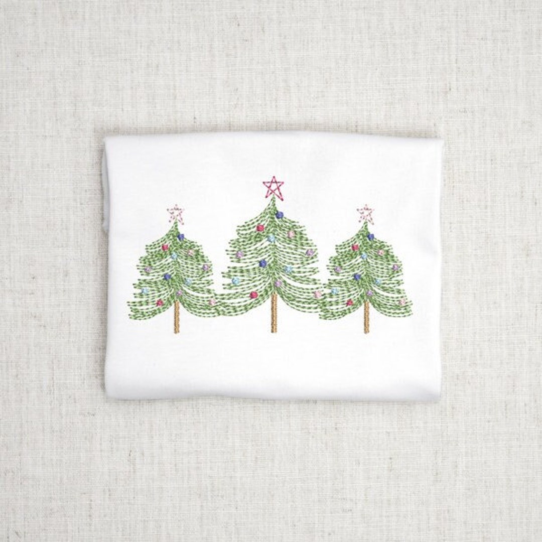 Vintage Christmas Tree Embroidery Design, Farmhouse Embroidery, Rustic