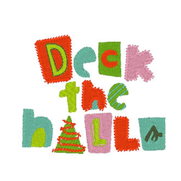 Deck the Halls Christmas Wording Machine Embroidery Design File, Christmas Embroidery, Xmas Machine embroidery file