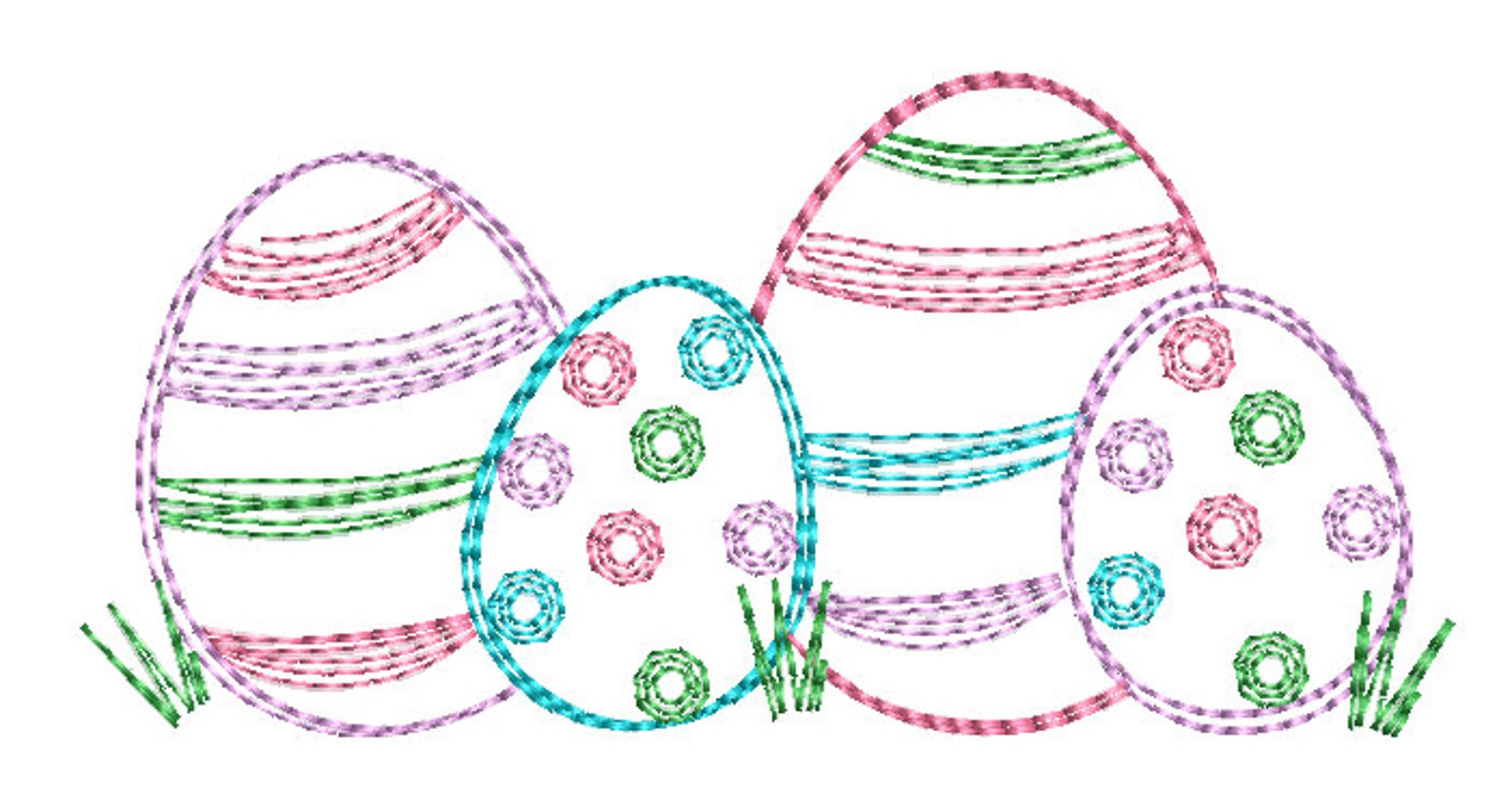 Sketch Easter Eggs Light Fill Machine Embroidery Design File 4x4 5x7 ...