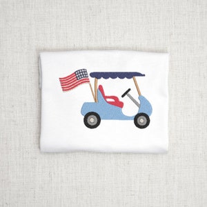 Fourth of July, Golf Cart Embroidery Design, Machine Embroidery, Patriotic Embroidery, USA Golf Cart Embroidery, Golf Cart with Flag