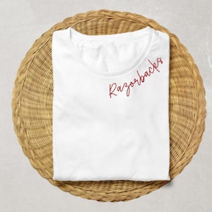 Razorbacks Collar Embroidery Design Team Machine Embroidery Cursive Curved Embroidery Font School Embroidery Sports Team Razorbacks Design