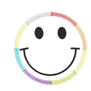 Smiley Face Embroidery Design, Colorful smiley face, Rainbow Smiley, Rainbow Machine Embroidery Design, Happy Embroidery, Smile embroidery