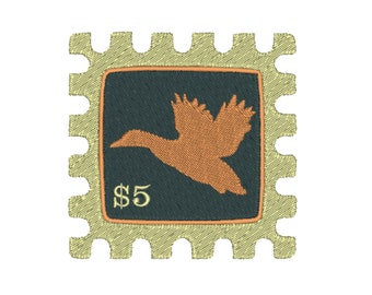 Duck Stamp Embroidery Duck Hunting Embroidery Vintage Retro Duck Stamp Hunting Machine Embroidery Design File Duck Embroidery Stitch File