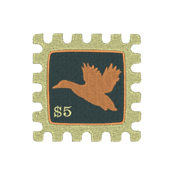 Duck Stamp Embroidery Duck Hunting Embroidery Vintage Retro Duck Stamp Hunting Machine Embroidery Design File Duck Embroidery Stitch File