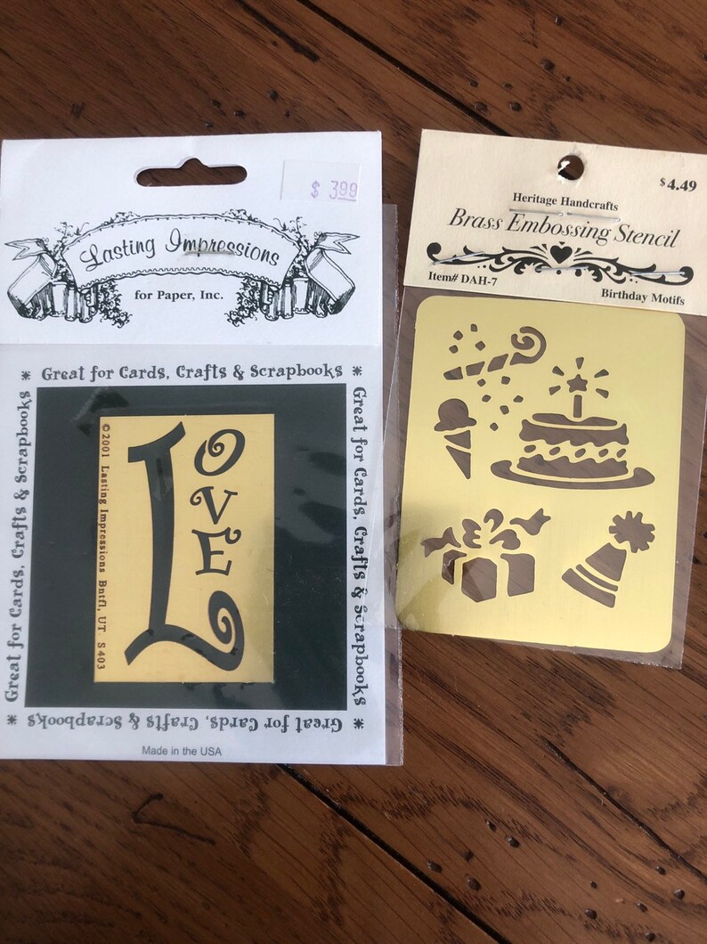 Assortment Of 11 Embossing Templatestencils Dry Embossing Various Makers Hearts Stars Wreath Paw Prints Love Borders Templates Papercraft Tripod Ee