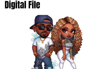 Mixed couple Black African American Afro Latina  Digital file / PNG / Clip art/ Digital print/ Instant download / sublimation dtf uvdtf