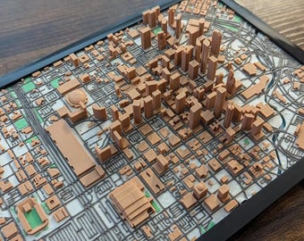 3D Printed Houston Skyline Model: Minimalist Cityscape Art