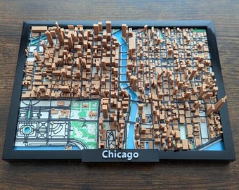 Modelo del horizonte de Chicago impreso en 3D: arte urbano minimalista