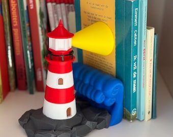 Sujetalibros de faro impreso en 3D: decoración de estantería costera