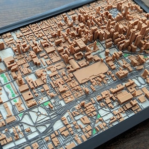 3D Printed Philadelphia Cityscape Model: Minimalist Travel Decor
