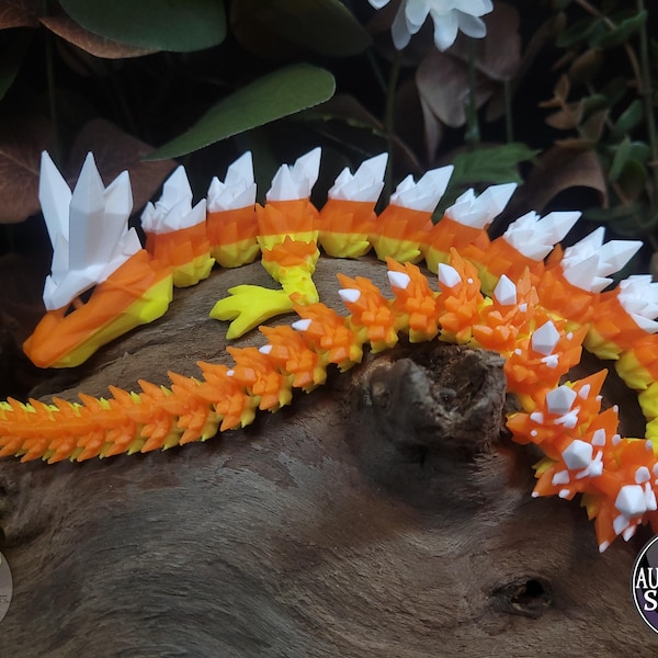 Candy Corn Crystal Dragon 3D Printed Articulated Fidget
