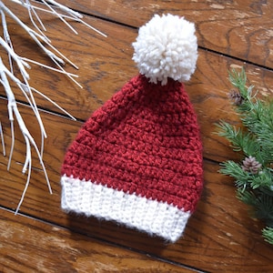 PATRÓN DE GANCHILLO // Gorro de Papá Noel para recién nacido, bebé y niño pequeño