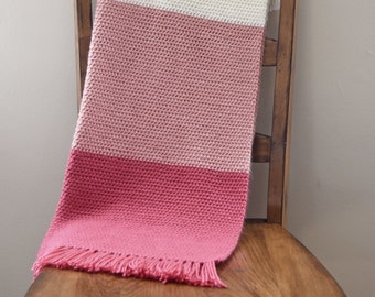 CROCHET PATTERN // SoCal Sunset Ombre Color Block Baby Blanket with Fringe