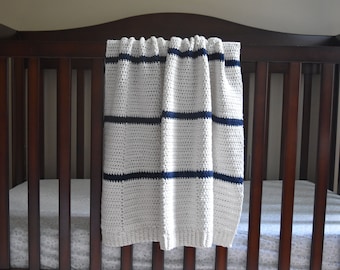 CROCHET PATTERN // Nantucket Baby Blanket for Baby Boy Nautical Striped Preppy Nursery