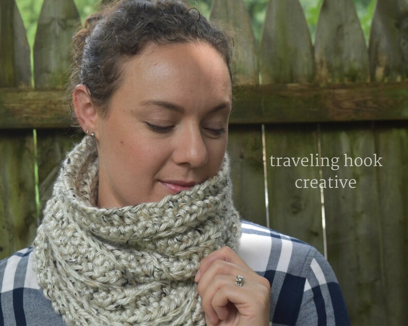 CROCHET PATTERN // Chunky Ridge Cowl Super Bulky Classic Ribbed Crochet Scarf for Adults and Teens, Men and Women image 2