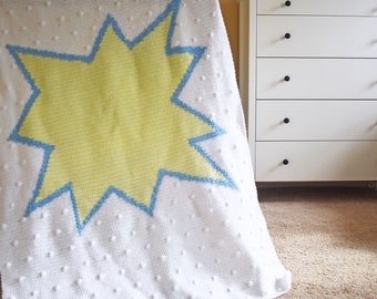 CROCHET PATTERN // BAM! Blanket Comic Book Superhero Pow Sign Baby Blanket