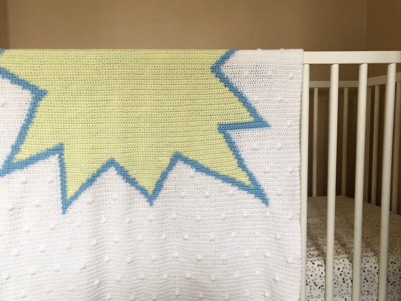 CROCHET PATTERN // BAM Blanket Comic Book Superhero Pow Sign Etsy