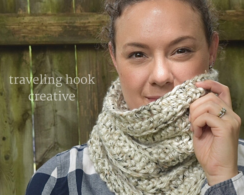 CROCHET PATTERN // Chunky Ridge Cowl Super Bulky Classic Ribbed Crochet Scarf for Adults and Teens, Men and Women image 3