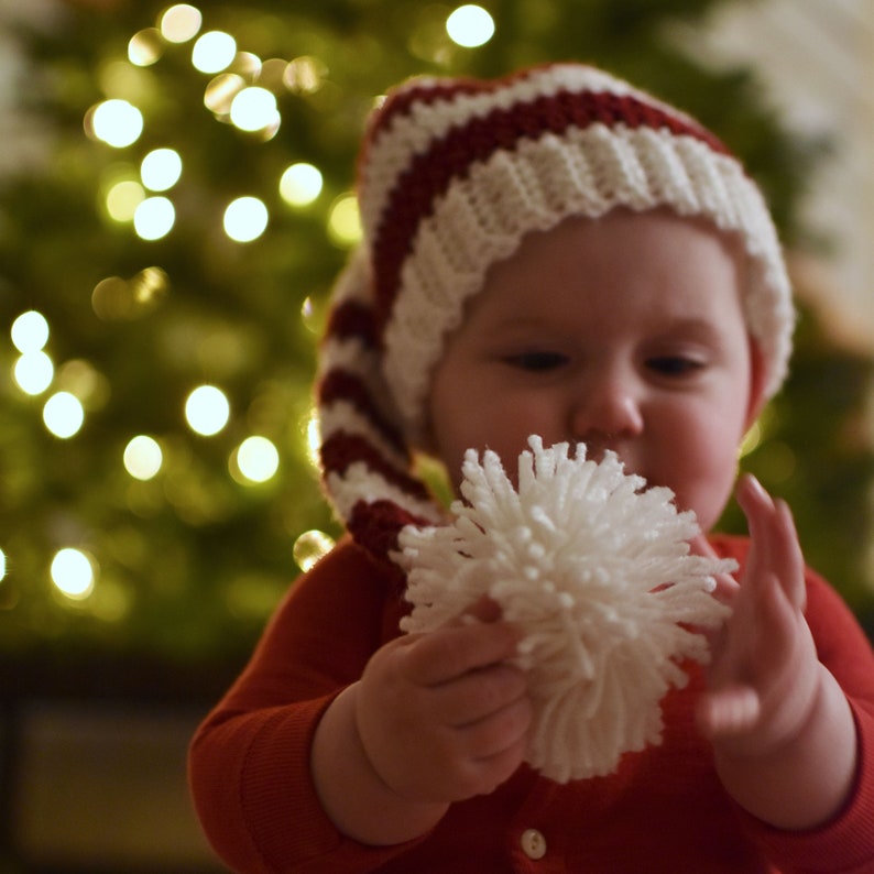 CROCHET PATTERN // Elf Hat for Newborn, Baby, Toddler Christmas image 5
